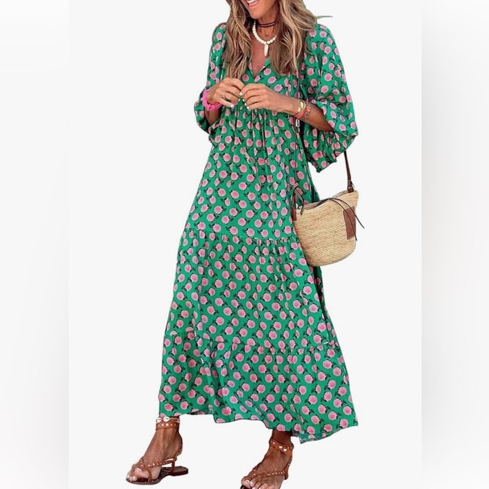 Green bohemian women’s dress